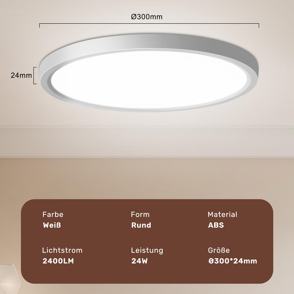 DECKENLEUCHTE CE1031 LED 3 Farbtemperaturen - Weiß, Kunststoff (30.5/30.5/3cm) - LOVHAUS