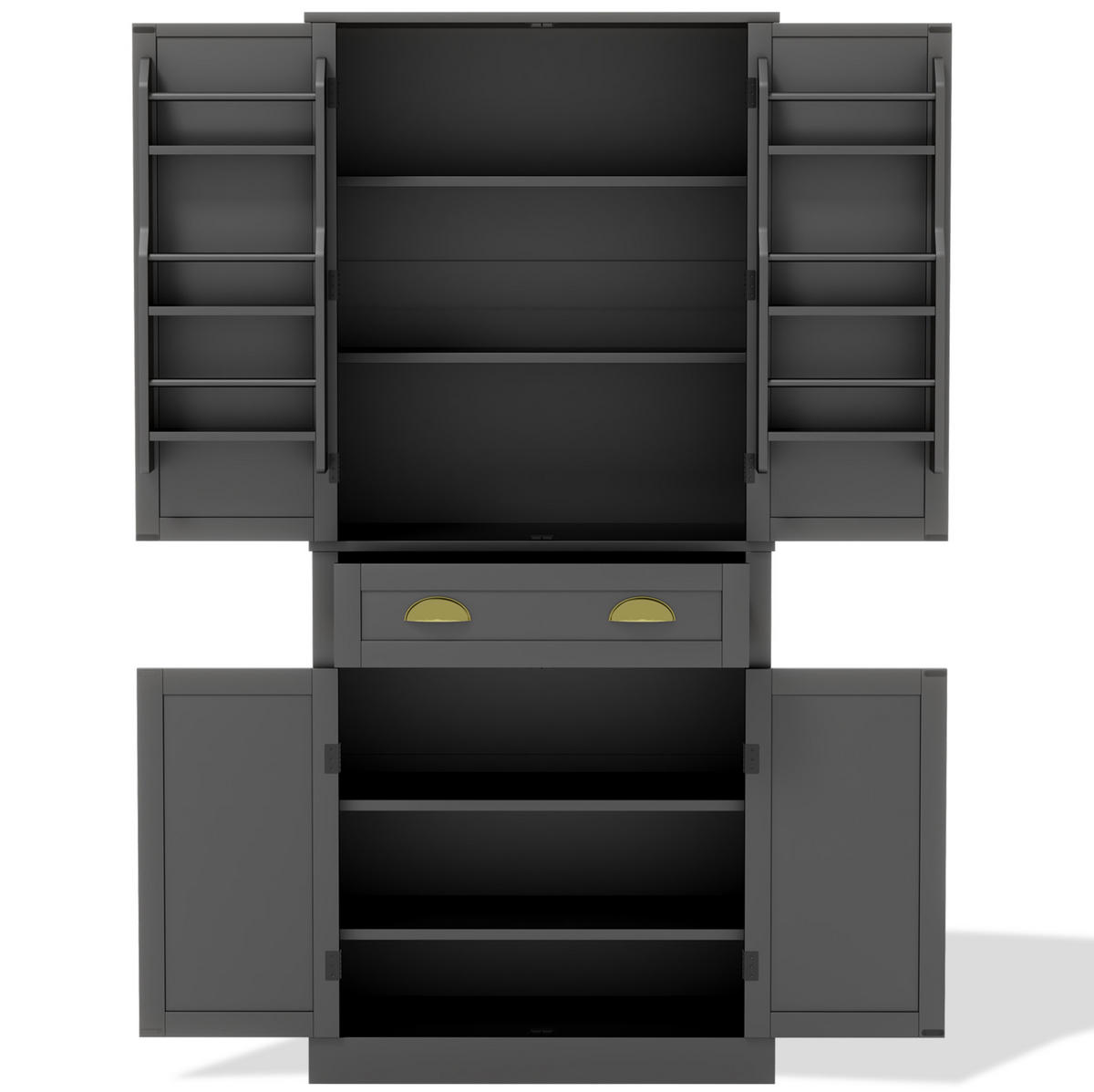 BUFFETSCHRANK 80/40/182 cm aus MDF mit 4 verstellbaren Einlegeböden, 4 Türen und Schublade, Schwarz - Schwarz, Holzwerkstoff (80/182/40cm) - Redom