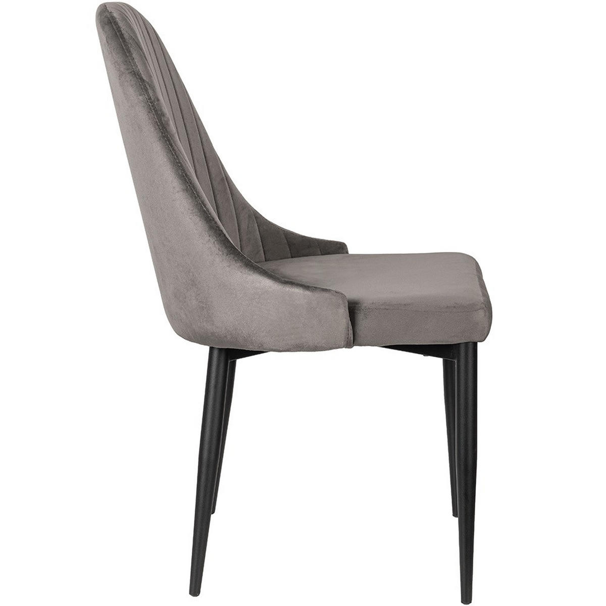 ESSZIMMERSTUHL Tila – 2er Set aus Samt, Grau, mit Metallgestell - Dunkelgrau/Schwarz, Textil/Metall (47/94/46cm) - Jana