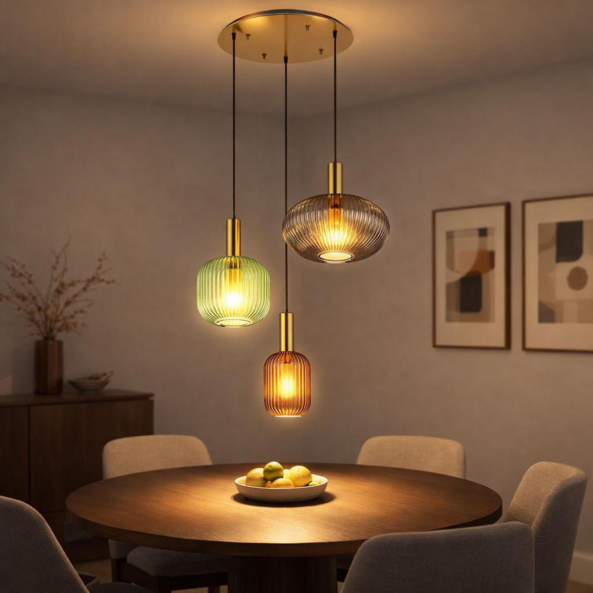 HÄNGELEUCHTE Glas bunt - Multicolor, Glas (55/55/130cm) - Globo Lighting