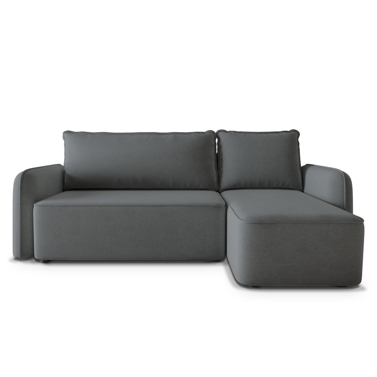 ECKSOFA DOLVER CL Grau Samtstoff mit Schlaffunktion - Grau, Holzwerkstoff/Textil (238/156cm) - MASSENO
