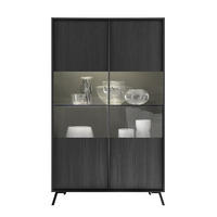 VITRINE 2 Türen H174 cm - City - Schwarz, Holzwerkstoff (40/174/104cm) - Calicosy