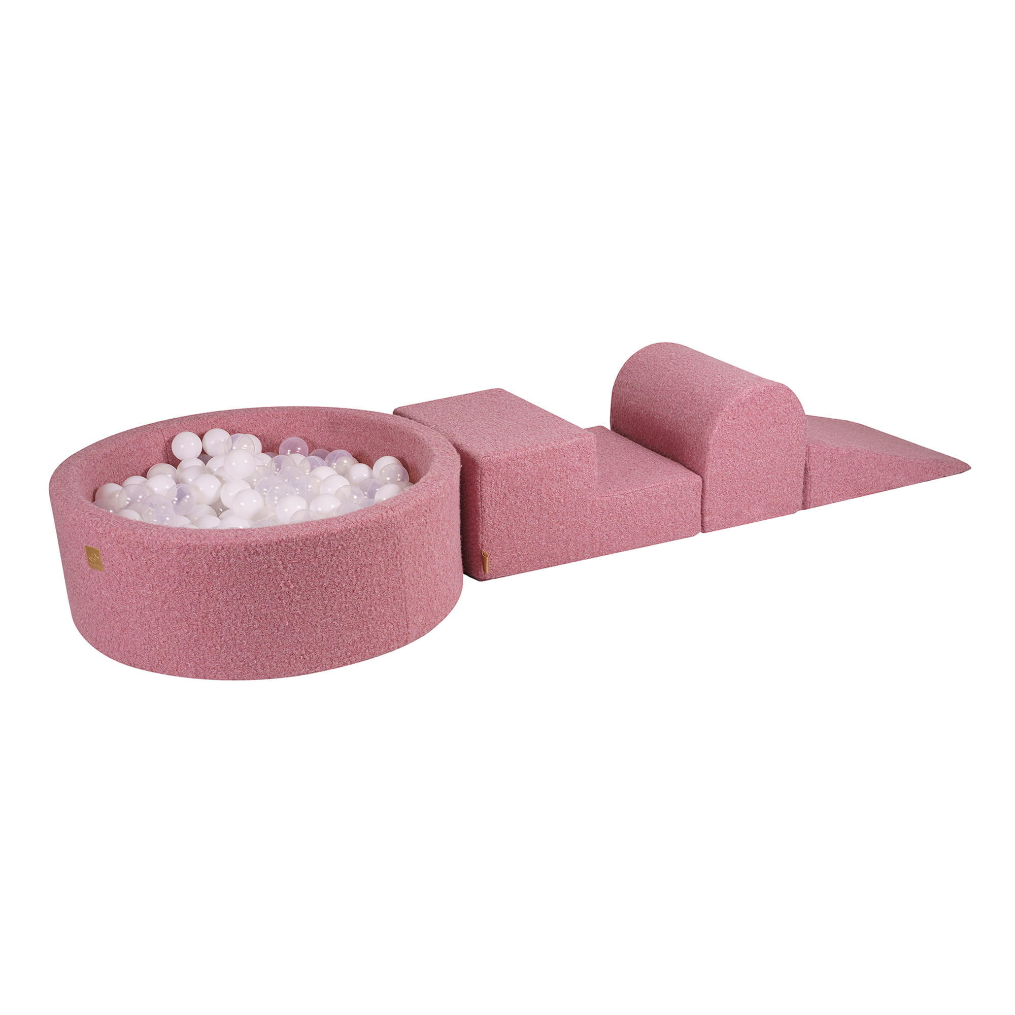BÄLLEBAD mit Schaumstoff Bausteinen für Kinder, Boucle, Rosa - Transparent/Rosa, Textil (230/45/30cm) - MeowBaby