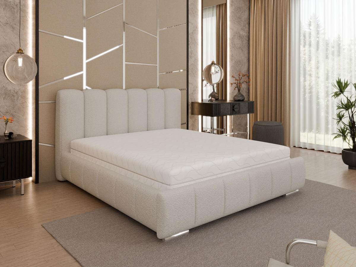 POLSTERBETT Zaira 160x200cm – Elegantes Polsterbett für modernen Wohnstil , Taschenfederkernmatratze Pocket KOKOS (20cm), cappuccino - Cappuccino, Holz (160/200cm) - Homesy