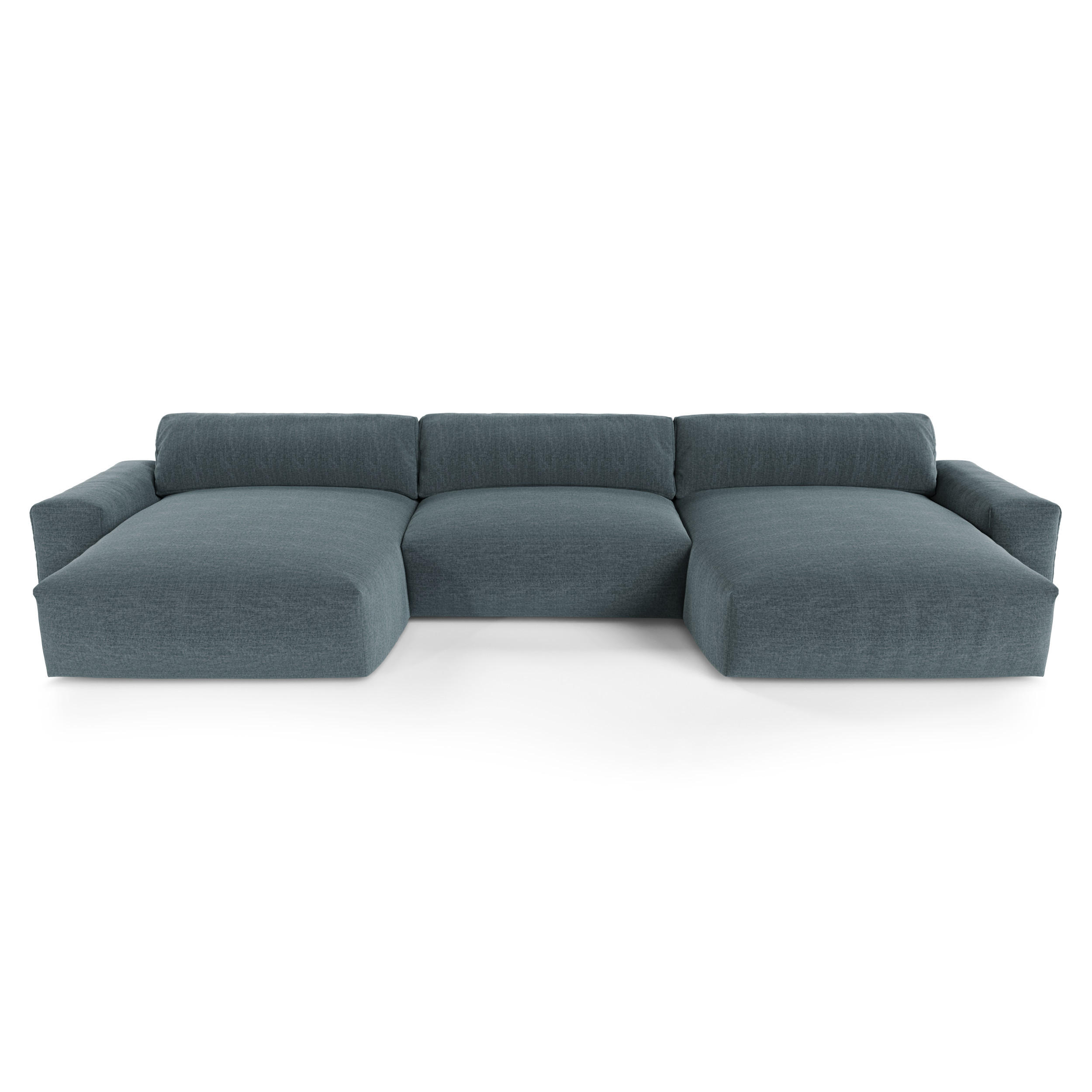 WOHNLANDSCHAFT Rastergewebe Jeansblau 420cm - Blaugrau, Textil (420/75/174cm) - Sia Home