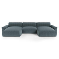 WOHNLANDSCHAFT Rastergewebe Jeansblau 420cm - Blaugrau, Textil (420/75/174cm) - Sia Home