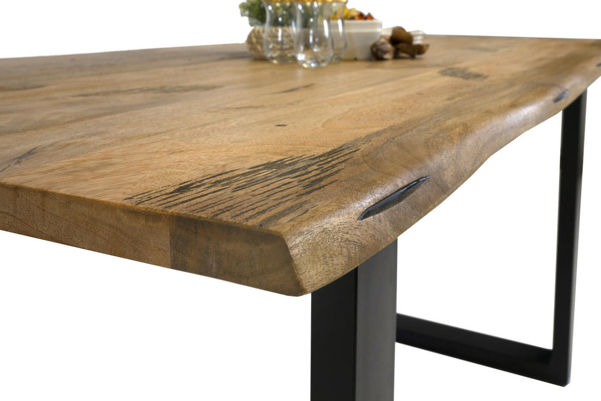 ESSTISCH TIGER - Beige/Schwarz, Holz/Metall (90/180/77cm) - SAM