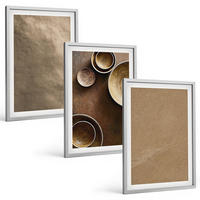 BILDER SET 3er Set - 40x60 cm Silberner Rahmen - Minimalistische Steinstrukturen - Silberfarben, Kunststoff (40/60cm) - TULUP