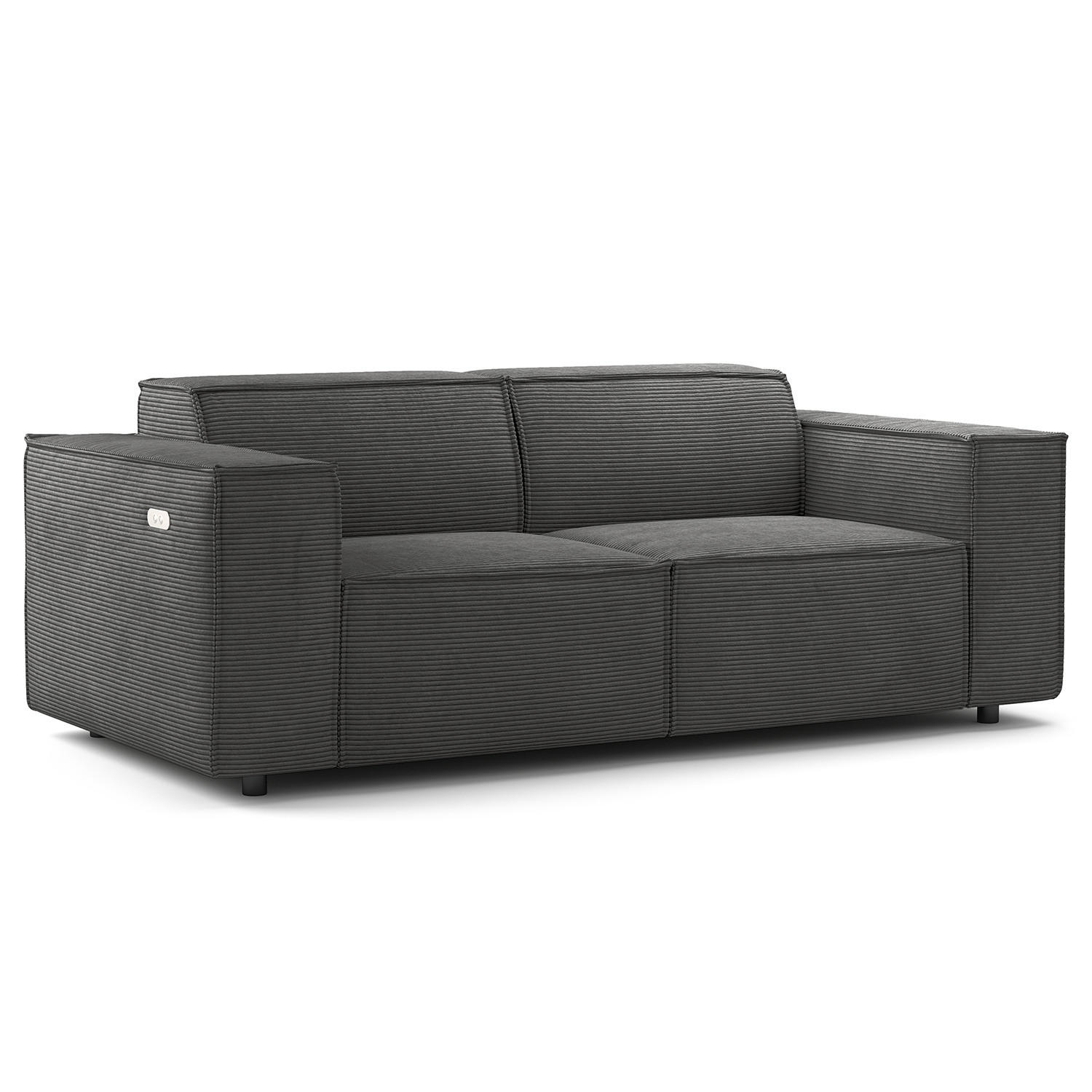 2-SITZER SOFA - Anthrazit/Schwarz, Kunststoff/Textil (189/70/96cm) - home24