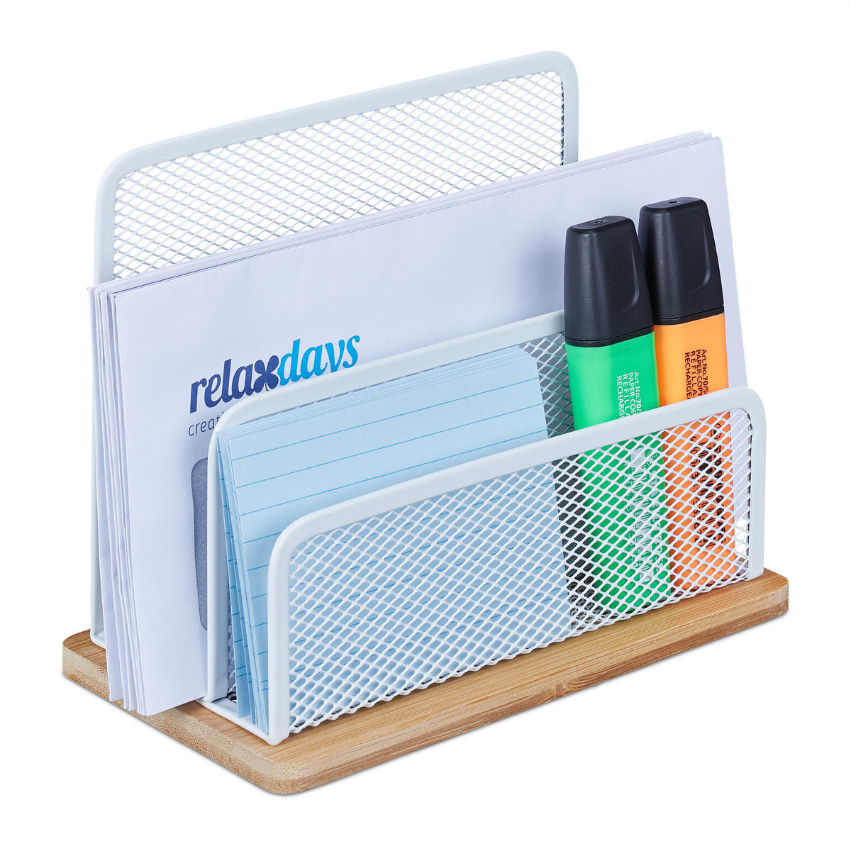 BRIEFHALTER - Weiß, Holz/Metall (10/18.5/15cm) - Relaxdays