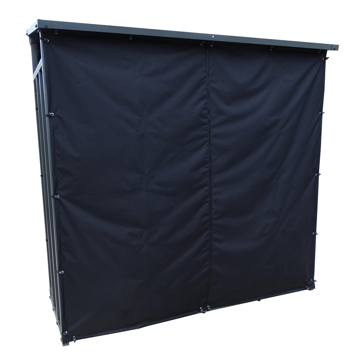 KAMINHOLZREGAL Außen 143x70x145 cm Metall Anthrazit mit Wetterschutz 1,4 m³ / 2 SRM - Anthrazit/Schwarz, Metall (143/145/70cm) - QUICK STAR