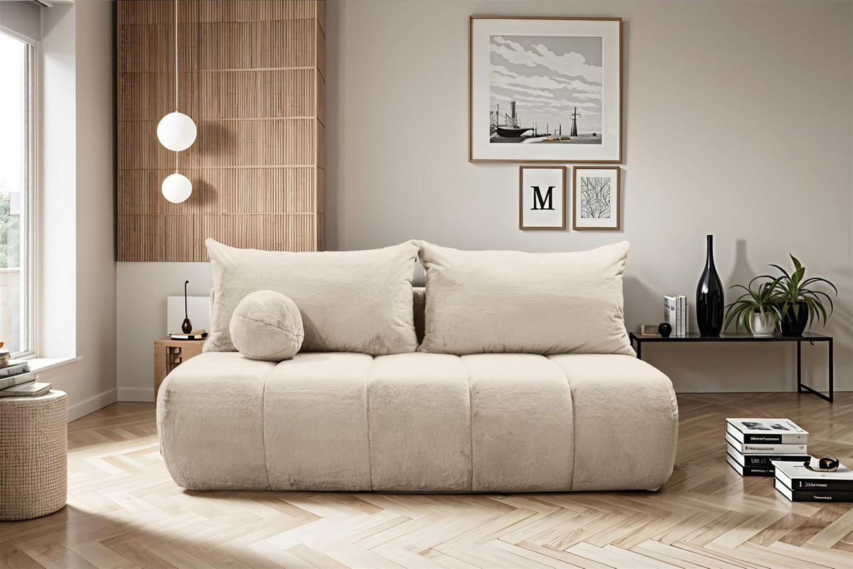 SCHLAFSOFA Anzia - Beige, Holzwerkstoff/Textil (205/97/85cm) - Fun Möbel