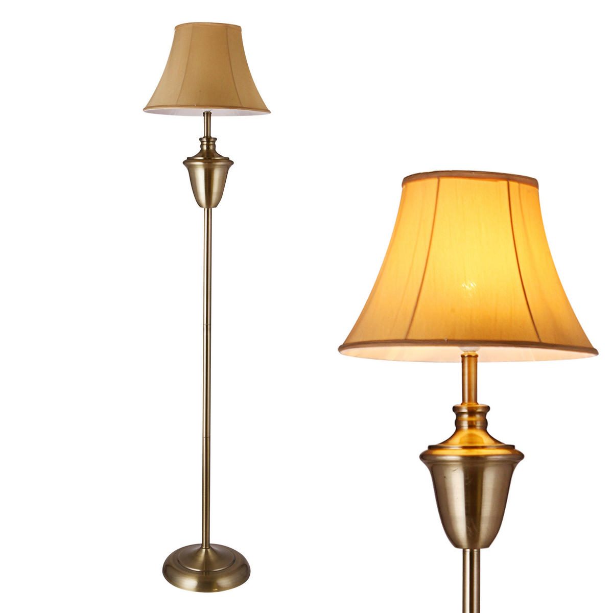 STEHLEUCHTE Madrid - Beige, Metall (35/35/157cm) - lux.pro