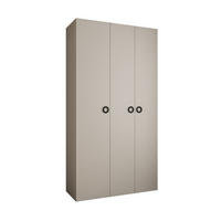 DREHTÜRENSCHRANK 245,5/130/40 3-türig - Kaschmir/Schwarz, Holz/Metall (130/245.5/40cm) - Abiks Möbel