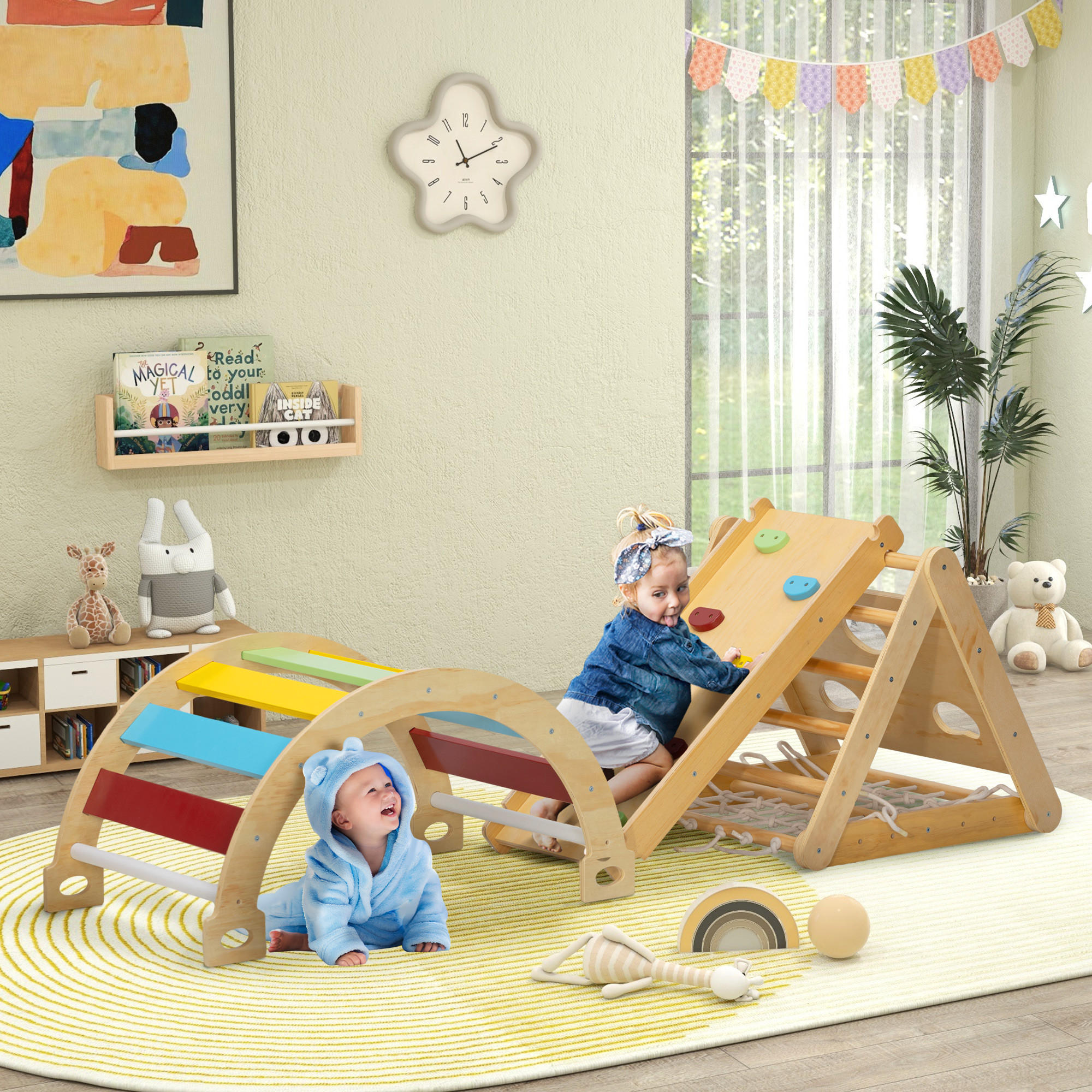 Thumbnail - Aiyaplay Klettergerüst, Mehrfarbig, Holz, 62.5x57x168 cm, unisex, Spielzeug, Kinderspielzeug, Sonstiges Spielzeug