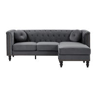 SOFA ohne Schlafmöglichkeit - 4 Personen - Samt, Stoff - Anthrazitgrau - Anthrazit, Textil (222/78/144cm) - Vente-Unique