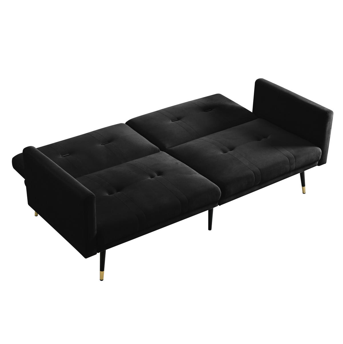 SCHLAFSOFA mit verstellbaren Rückenlehnen, 2-in-1 Funktion und Samtbezug, Schwarz - Schwarz, Textil (164/70/89cm) - Redom
