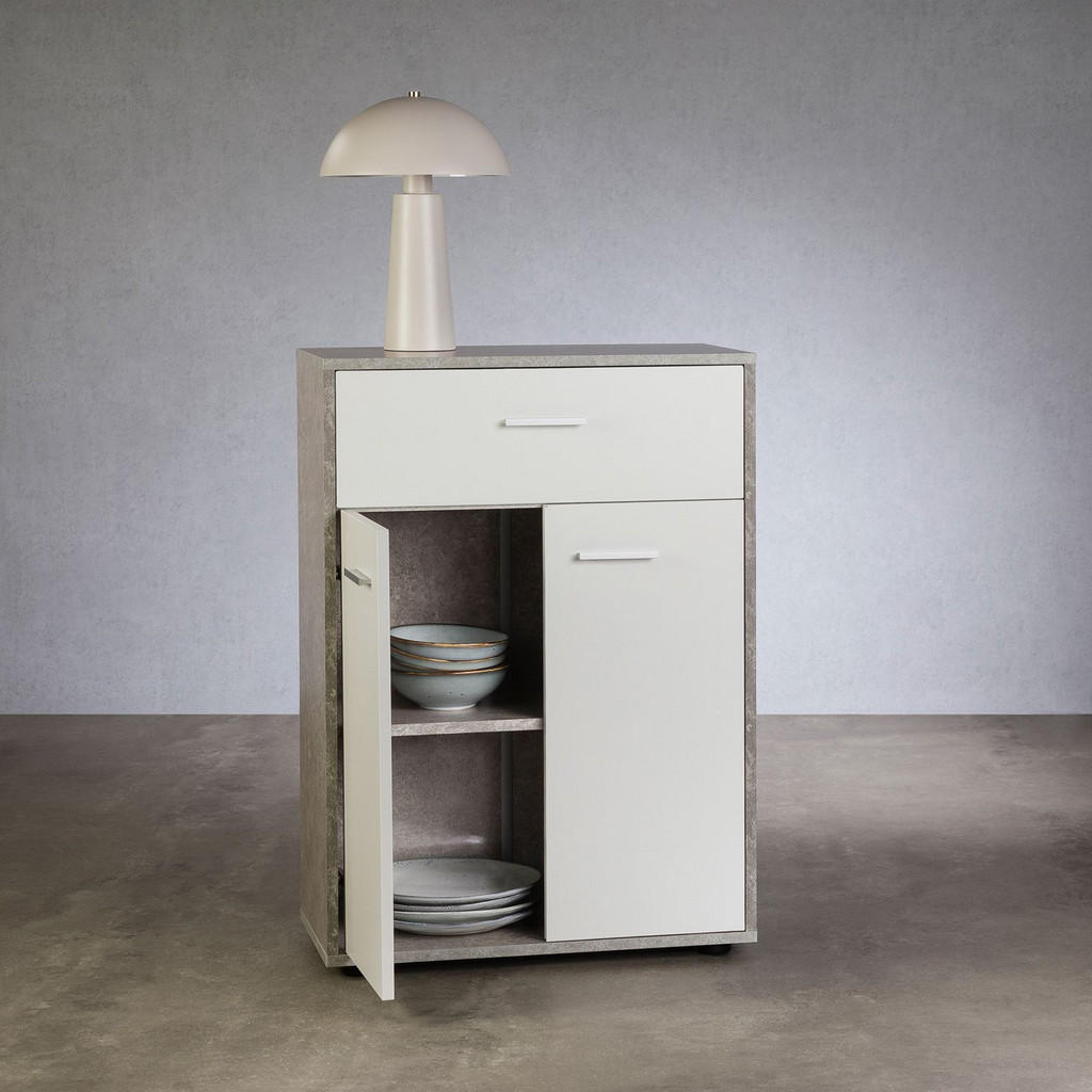 Thumbnail - CARO-Möbel Kommode, Grau, Weiß, Holzwerkstoff, Mode, 60x84x30 cm, Wohnzimmer, Kommoden & Sideboards, Highboards