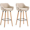 BARHOCKER Grande, 2er Set, Gestell Holz, Stoff Creme - Creme/Braun, Holz/Textil (55/99/46cm) - TPFLiving