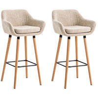 BARHOCKER Grande, 2er Set, Gestell Holz, Stoff Creme - Creme/Braun, Holz/Textil (55/99/46cm) - TPFLiving