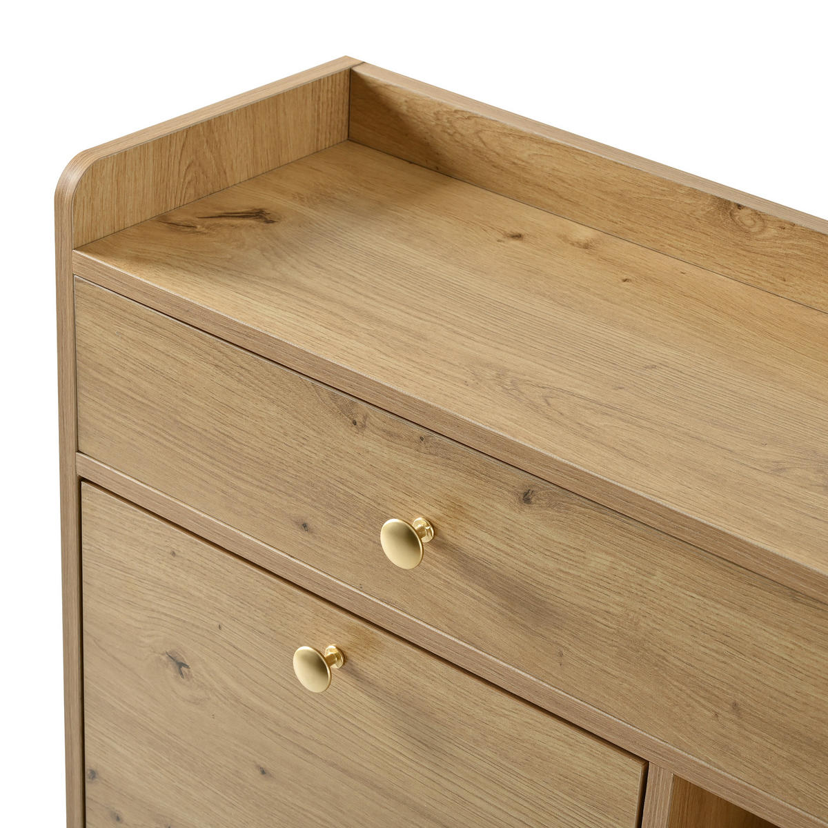 SCHUHSCHRANK 4 Klappen 2 Schubladen 110x26x100 cm - Naturfarben, Holzwerkstoff (110/100/26cm) - LEBENLANG
