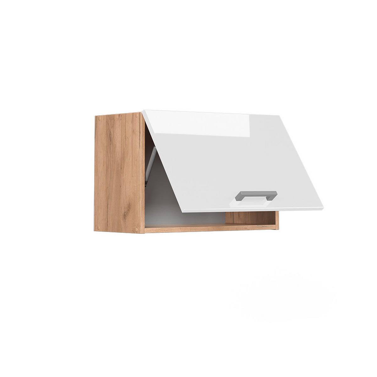 HÄNGESCHRANK R-Line Weiß Hochglanz 60 cm Flach - Honigeiche/Weiß Hochglanz, Holzwerkstoff (60/40/31cm) - Vicco