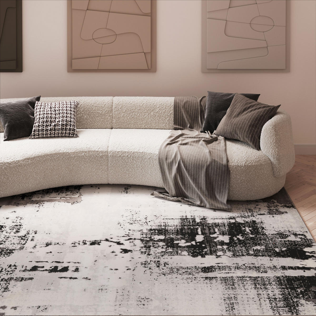 WEBTEPPICH Grace Silber - Silberfarben, Textil (80/150cm) - Kukoon Rugs