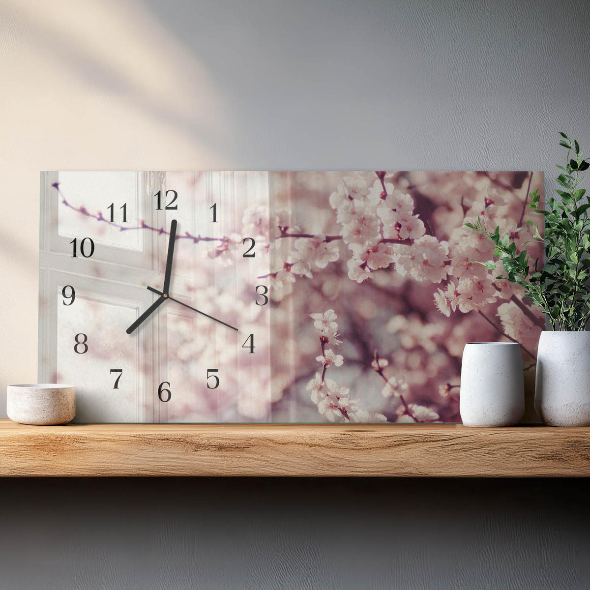 WANDUHR 60x30 cm - Sterne - Pink, Glas (60/30/0.4cm) - TULUP