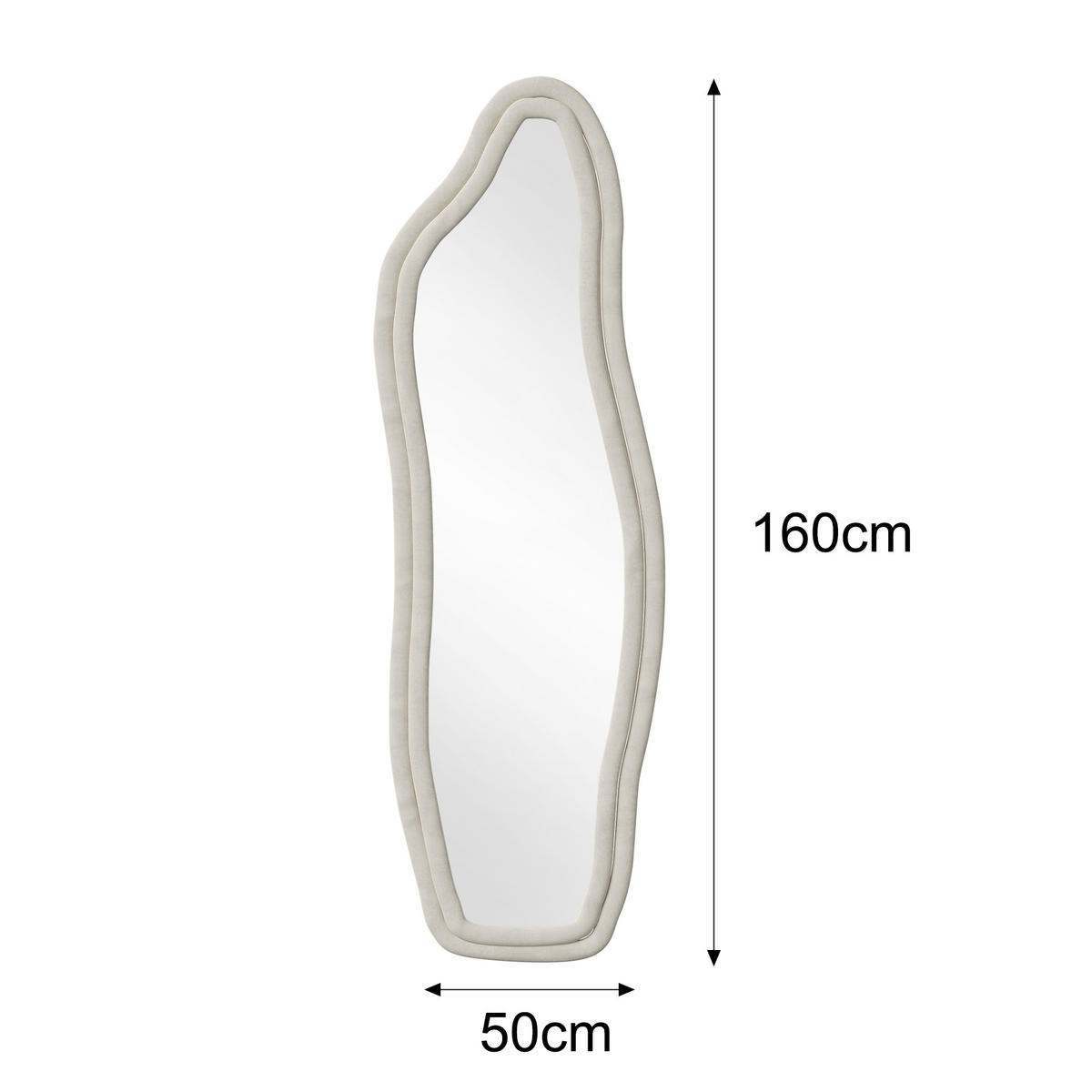 GANZKÖRPERSPIEGEL Wellen-Design mit U-Standfuß & Scharnier 160/50 cm Weiß - Weiß, Glas/Holzwerkstoff (50/160/3cm) - Creahappy