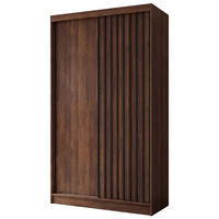 SCHWEBETÜRENSCHRANK Helios II mit Schubladen und Lamellen 120/216/61 Walnuss+Schwarz - Walnussfarben, Holzwerkstoff (120/216/61cm) - Beautysofa