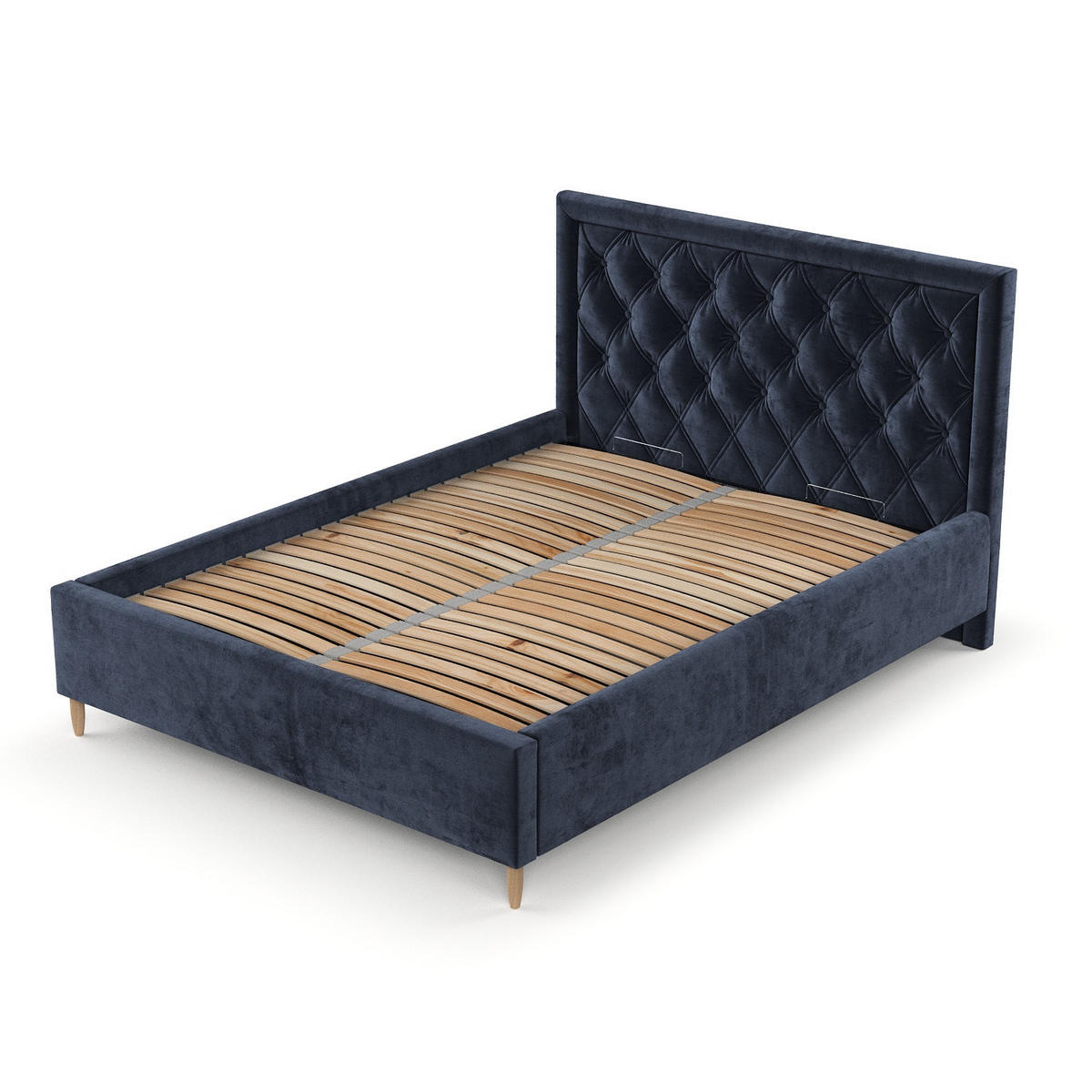 POLSTERBETT Lido 180/200 cm Marineblau im Lotta Stoff - Naturfarben/Dunkelblau, Holz/Holzwerkstoff (180/200cm) - AltaBeds