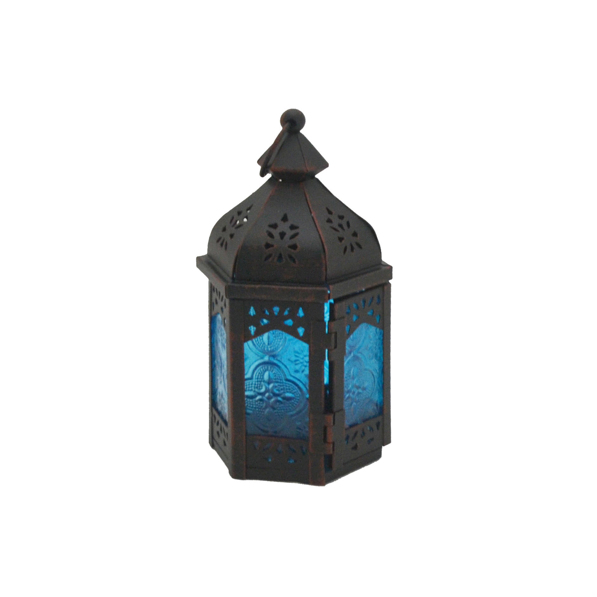 DEKORATIVE LATERNE Blau 8/9/17 cm - Blau, Metall (8/17/9cm) - Mobili Rebecca