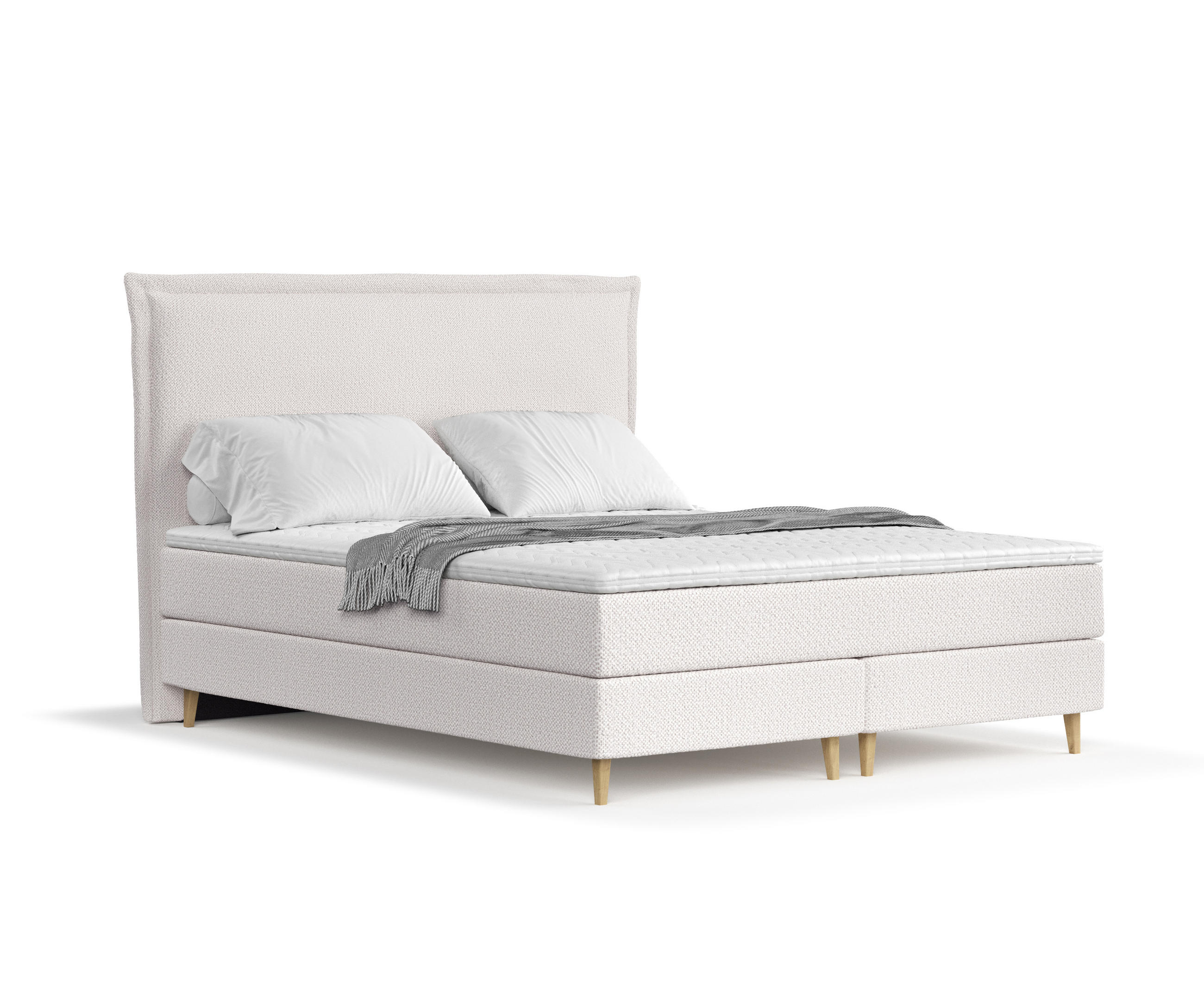 KONTINENTALBETT Calma Creme 120/200 cm mit Matratze und Topper - Creme/Naturfarben, Holz/Holzwerkstoff (120/200cm) - Maison de Reve