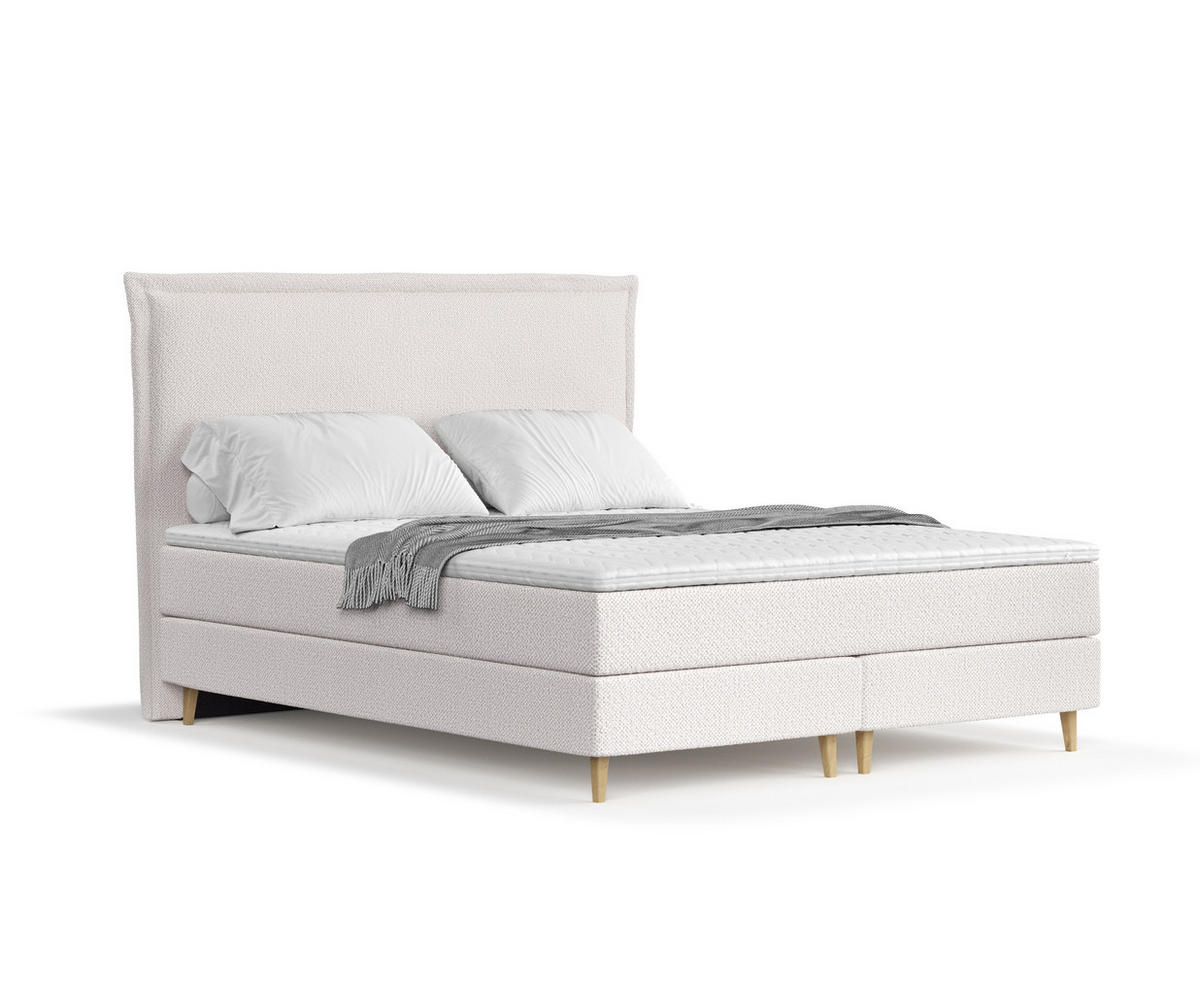 KONTINENTALBETT Calma Creme 120/200 cm mit Matratze und Topper - Creme/Naturfarben, Holz/Holzwerkstoff (120/200cm) - Maison de Reve