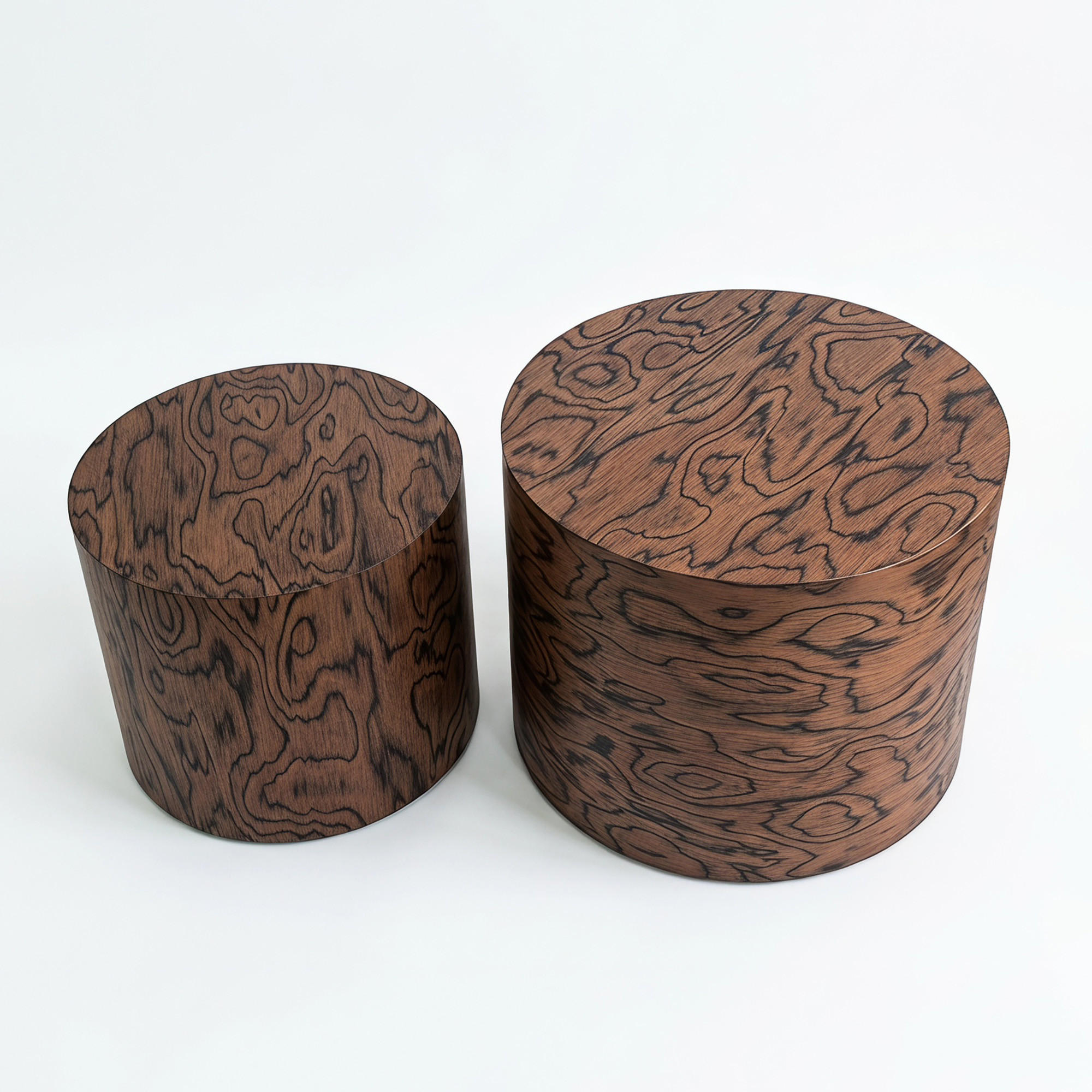 COUCHTISCH-SET DE-37321 2er-Set rund mit Baumstamm-Optik und Wirbelmaserung Braun - Dunkelbraun, Holzwerkstoff (48/48/38cm) - ComfortXL