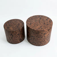 COUCHTISCH-SET DE-37321 2er-Set rund mit Baumstamm-Optik und Wirbelmaserung Braun - Dunkelbraun, Holzwerkstoff (48/48/38cm) - ComfortXL