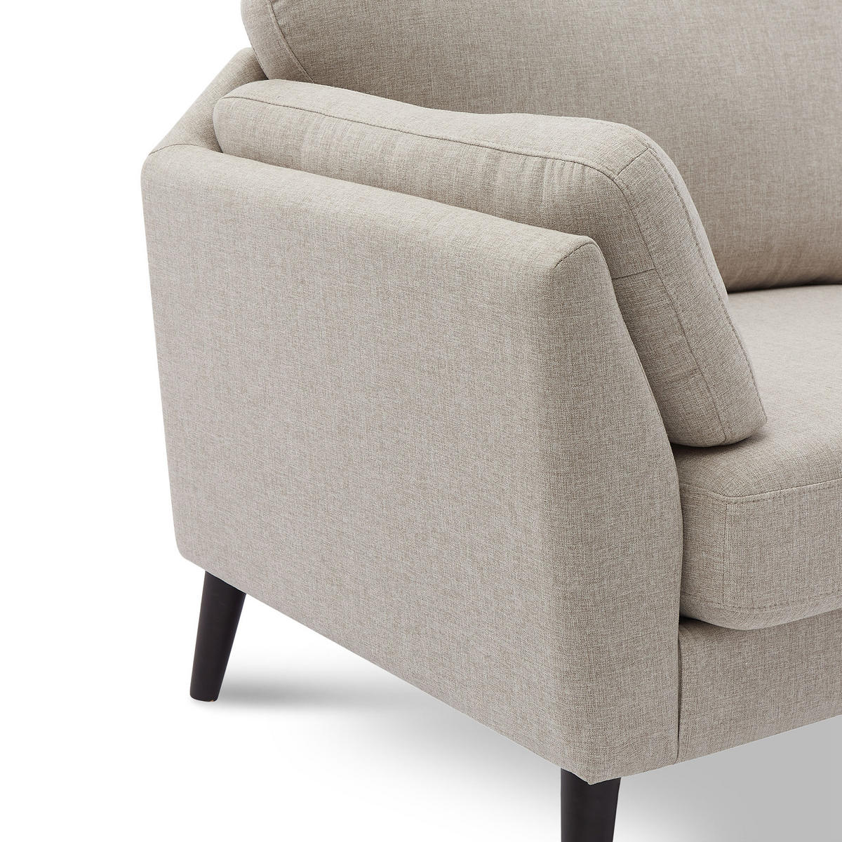 2-SITZER-SOFA Maja Skandinavisches aus beigem Stoff - Beige/Dunkelbraun, Holz/Holzwerkstoff (195/86/80cm) - Sicaan