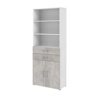 AKTENSCHRANK - Zweitürig, Schubkästen, offene Fächer - Weiß/Beton - Grau, Holzwerkstoff (80/212.5/34.4cm) - Röhr