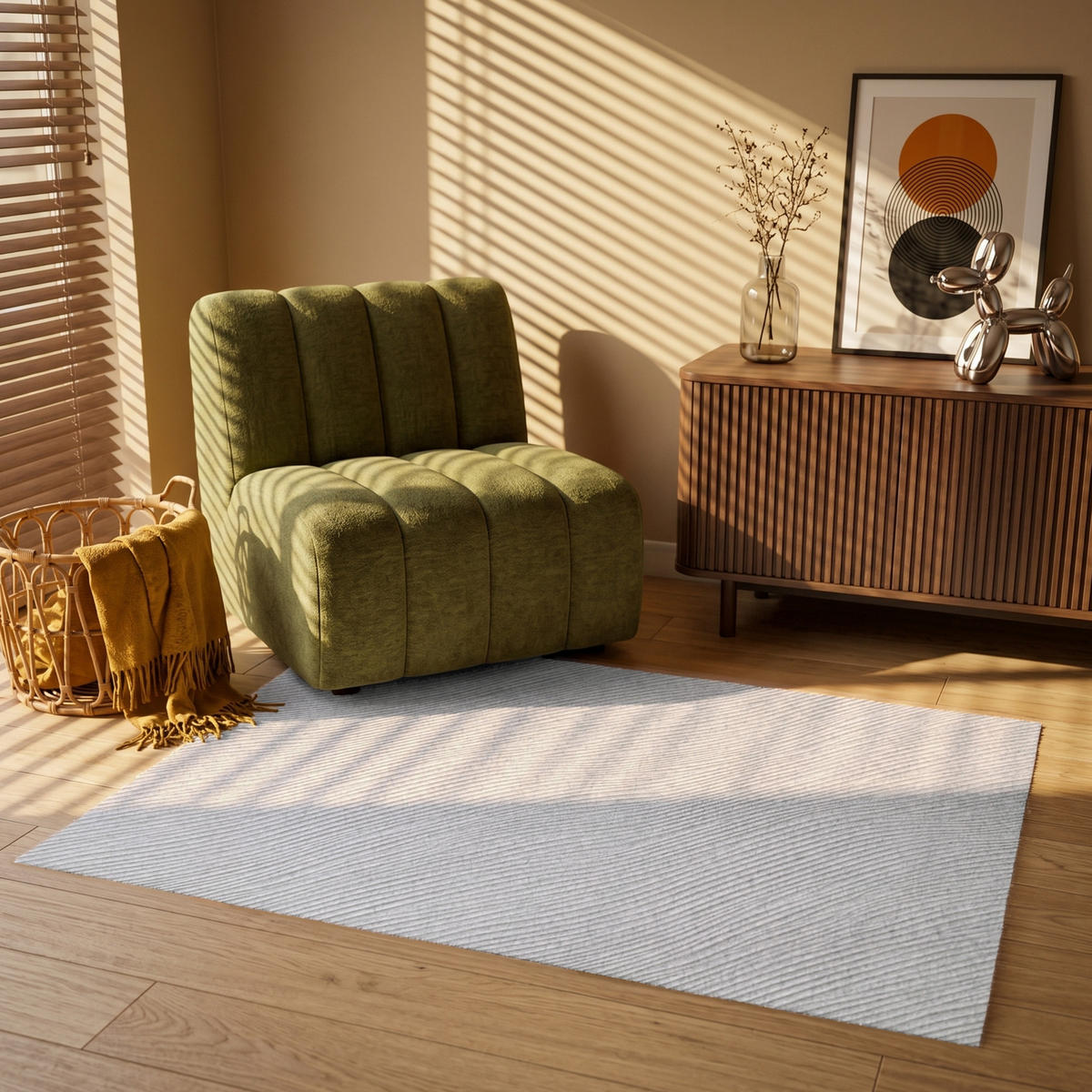KOBERCE - Vlny - rebrovanie - biele - 120x80 cm - biela, textil/plast (120/0.4cm) - OnlyWow