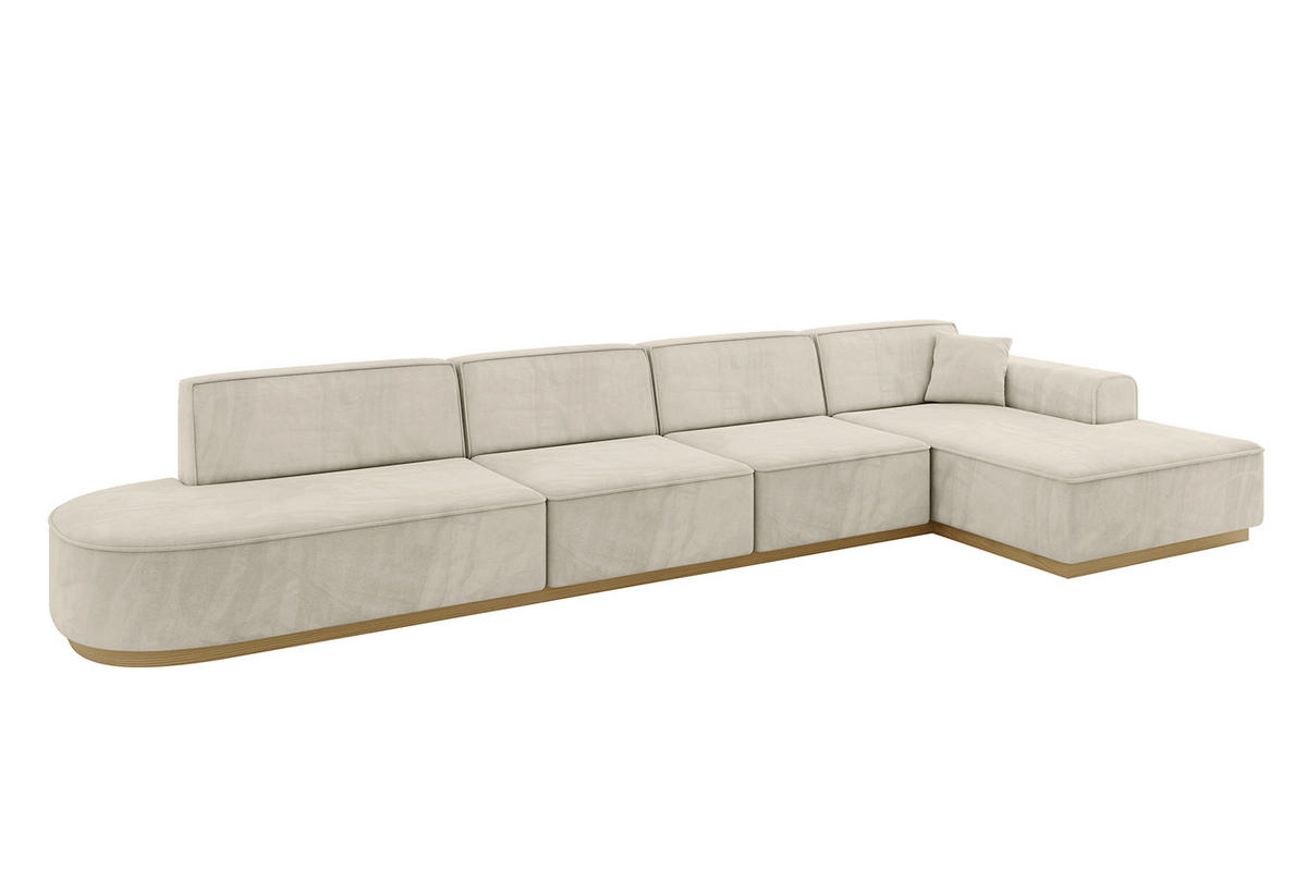 ECKSOFA Ottomane Rechts IREA-L3-v2 - 413x171x83 cm Dunkelgrau - Ecru, Holzwerkstoff/Textil (171/413cm) - ALTDECOR