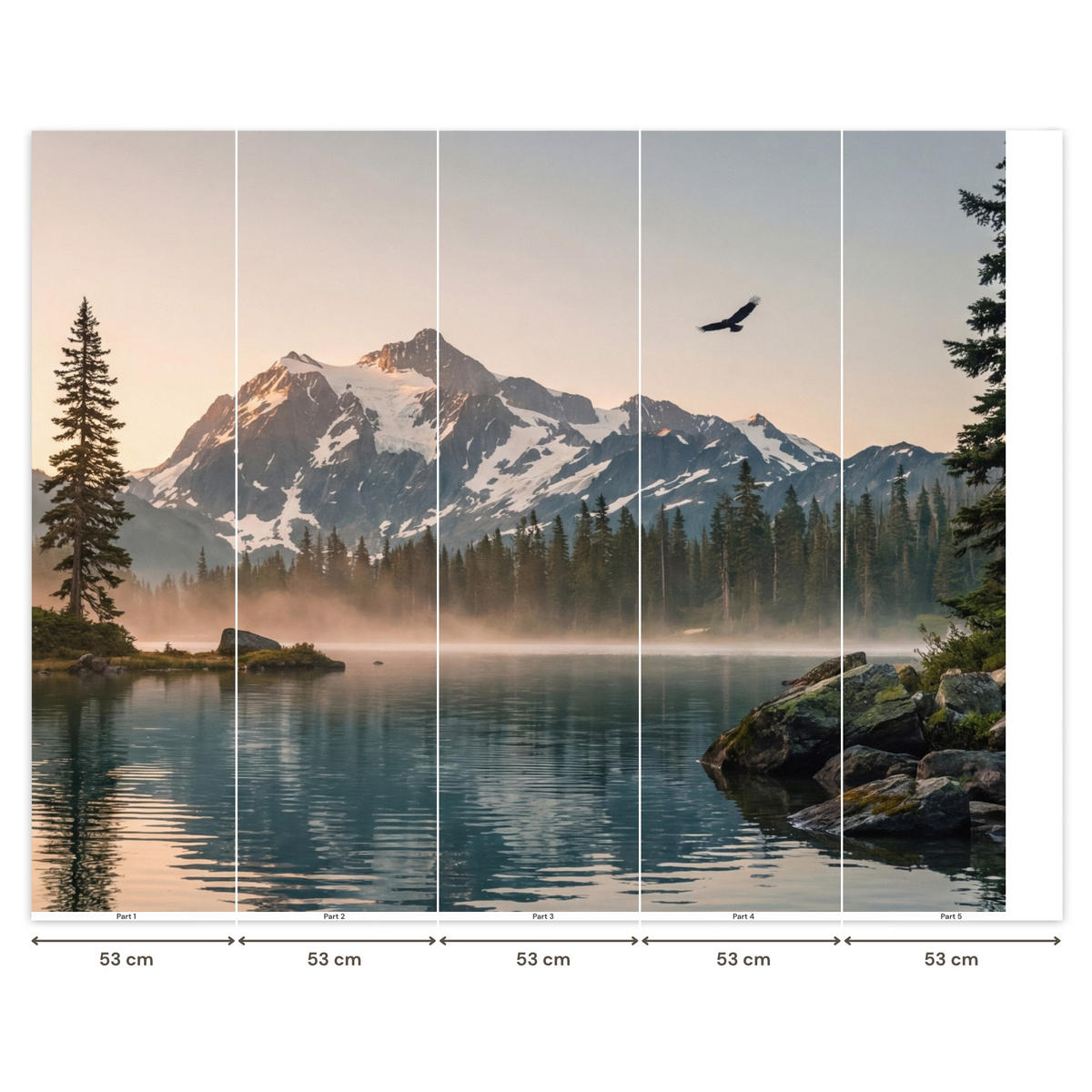 TAPETE - Berge - Wasser - Bäume - 260x220 cm - Multicolor, Papier (260/220cm) - OnlyWow
