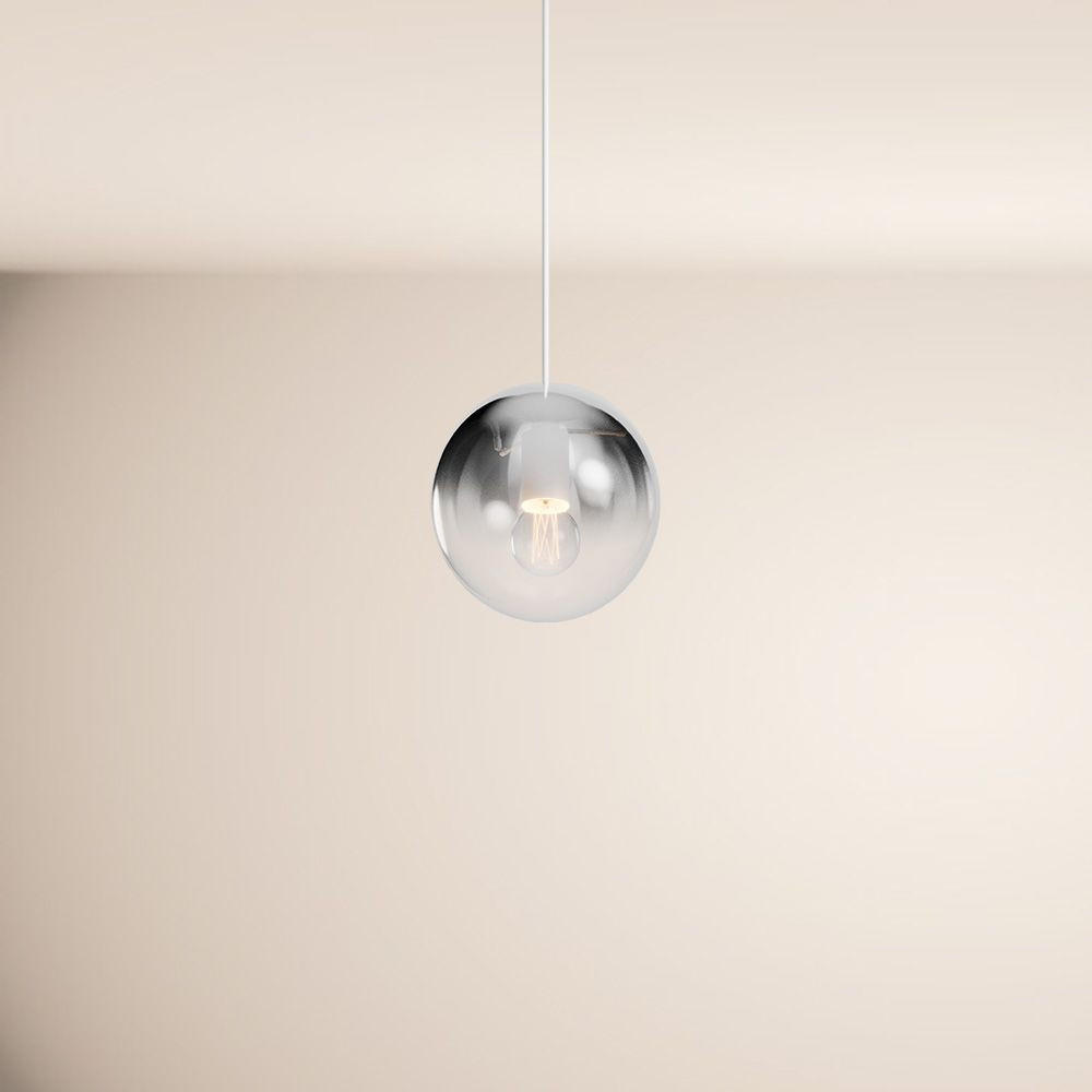 HÄNGELAMPE Orb 1.5m Abhängung Rauch Verlauf/Weiß Ø 20cm - Weiß/Grau, Glas (20/20/20cm) - s.luce