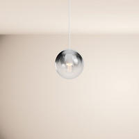 HÄNGELAMPE Orb 1.5m Abhängung Rauch Verlauf/Weiß Ø 20cm - Weiß/Grau, Glas (20/20/20cm) - s.luce