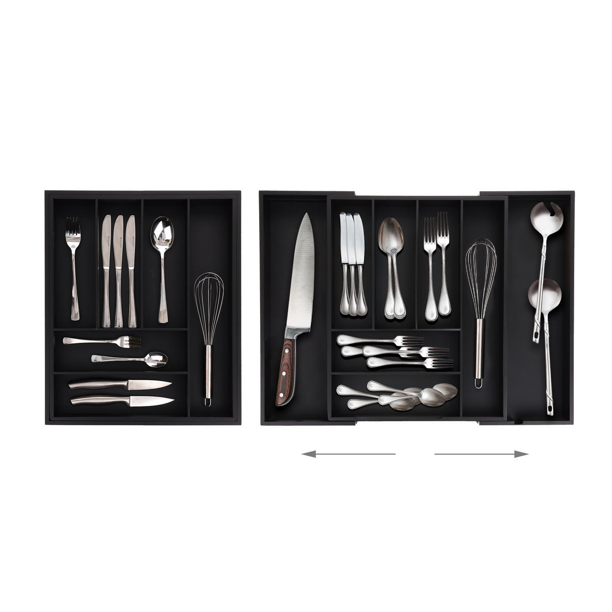 BESTECKKASTEN - Schwarz, Holz/Holzwerkstoff (35/6.5/43.5cm) - Relaxdays