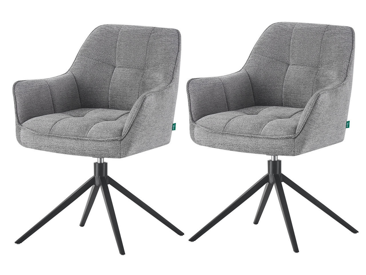 ESSZIMMERSTUHL THOMAS-MIRA 2er-Set 360°drehbar - Schwarz/Grau, Textil (61/82/62cm) - DUBI Möbel