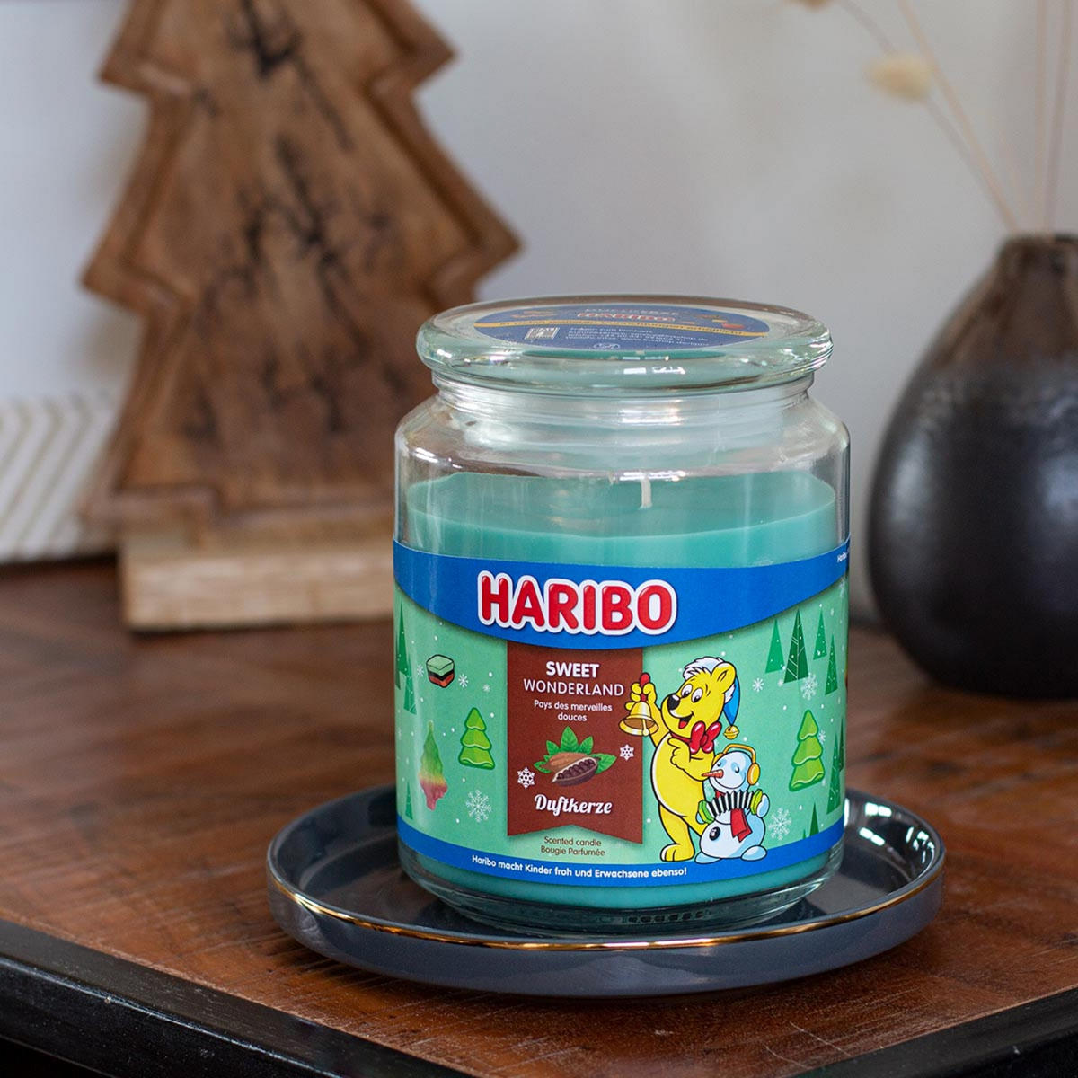 DUFTKERZE Haribo - Türkis, Naturmaterialien/Glas (13cm)