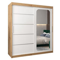 SCHWEBETÜRENSCHRANK 200/180/62 2-türig - Silberfarben/Weiß, Holz/Kunststoff (180/200/62cm) - Abiks Möbel