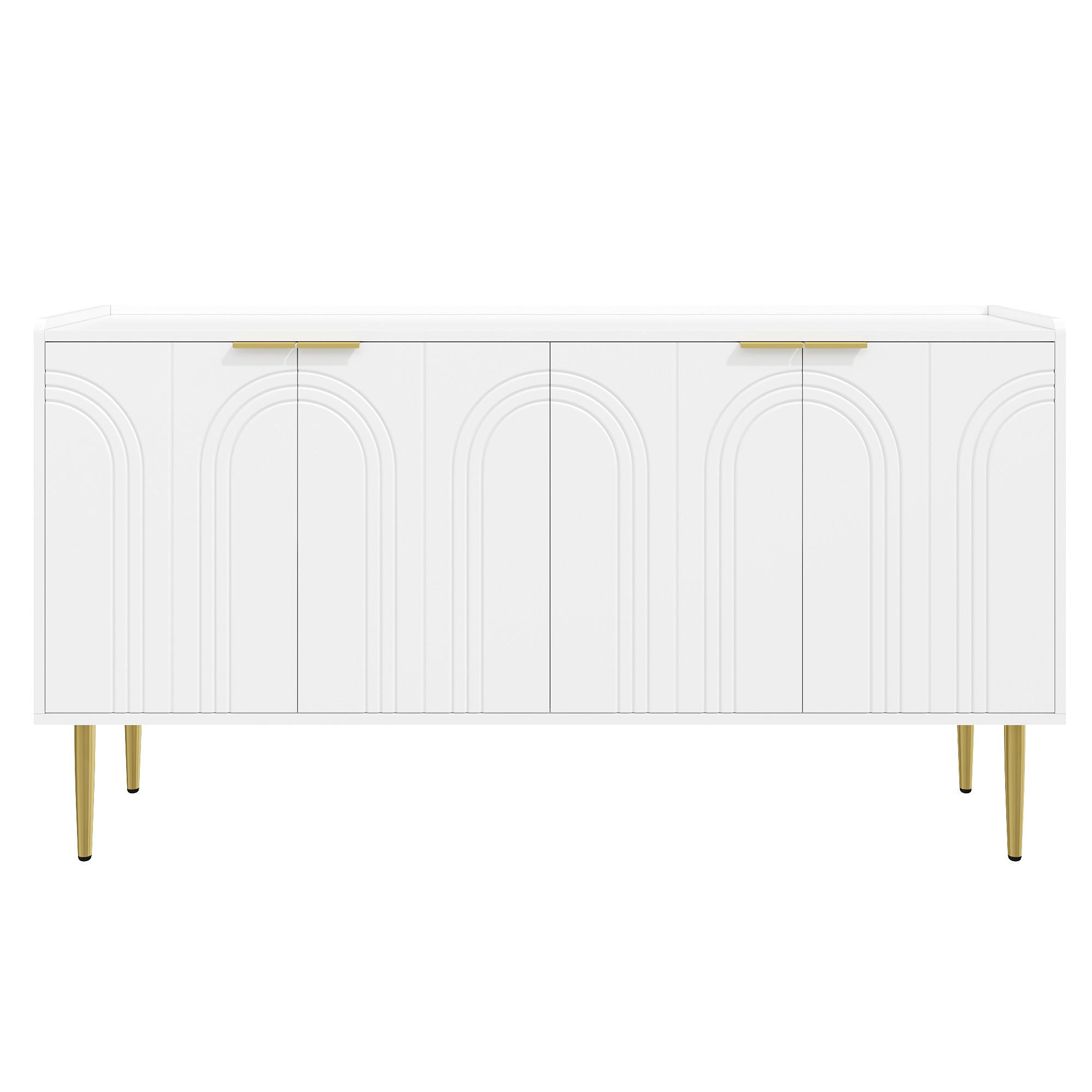 SIDEBOARD 140x75x38 cm, 4 Türen, Goldakzente, Weiß - Weiß, Holz (140/75/38cm)