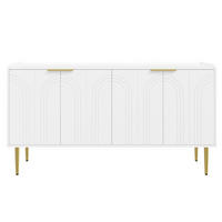 SIDEBOARD 140x75x38 cm, 4 Türen, Goldakzente, Weiß - Weiß, Holz (140/75/38cm)