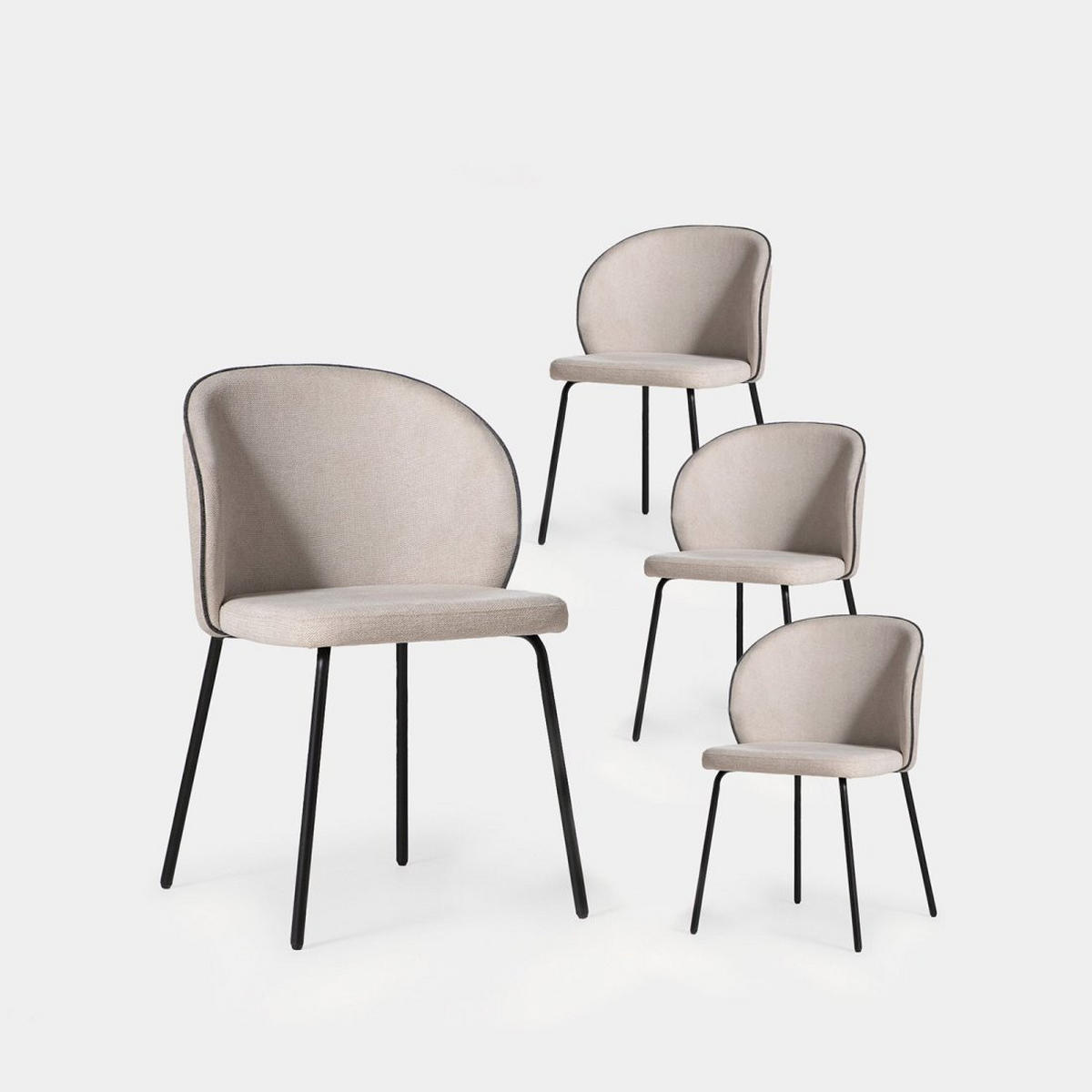 ESSZIMMERSTUHL Norah Beige 49 cm x 80 cm 4er-Set - Beige, Textil (49/80/56cm) - Klast Home